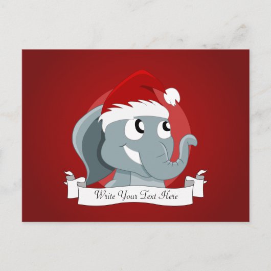 Cartes Pour Fêtes Annuelles Caricature d'éléphant de Noël (Devant)