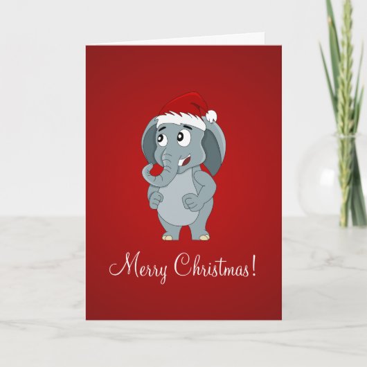Cartes Pour Fêtes Annuelles Caricature d'éléphant de Noël (Devant)