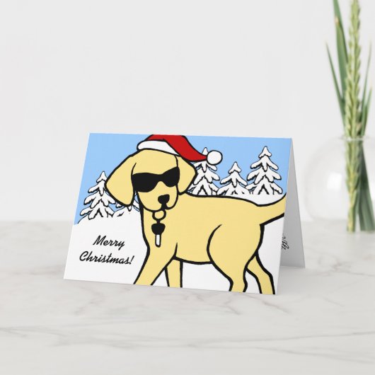 Cartes Pour Fêtes Annuelles Caricature du Laboratoire Jaune cool Noël Snow Woo (Devant)