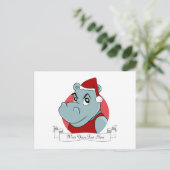 Cartes Pour Fêtes Annuelles Caricature hippo de Noël (Debout devant)