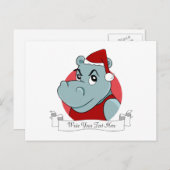Cartes Pour Fêtes Annuelles Caricature hippo de Noël (Devant / Derrière)