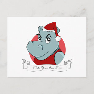 Cartes Pour Fêtes Annuelles Caricature hippo de Noël