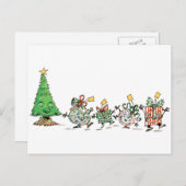 Cartes Pour Fêtes Annuelles Caricature mignonne Danser Présentations de Noël e (Devant / Derrière)