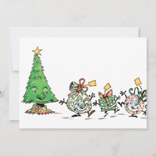 Cartes Pour Fêtes Annuelles Caricature mignonne Danser Présentations de Noël e (Devant)