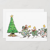 Cartes Pour Fêtes Annuelles Caricature mignonne Danser Présentations de Noël e (Devant / Derrière)