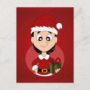 Cartes Pour Fêtes Annuelles Caricature pour fille de Noël