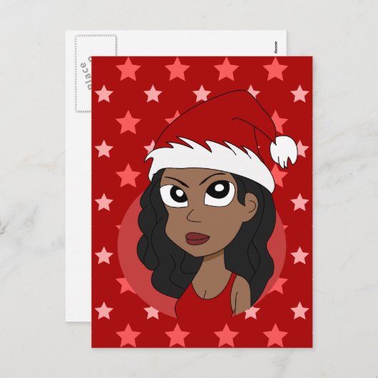 Cartes Pour Fêtes Annuelles Caricature pour fille de Noël (Devant / Derrière)