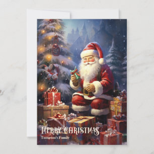 Cartes Pour Fêtes Annuelles Caricature vintage Santa Claus Cadeaux de Noël