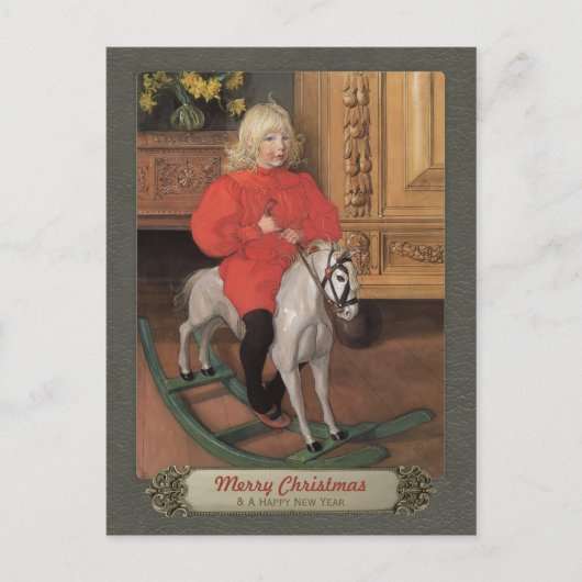 Cartes Pour Fêtes Annuelles Carl Larsson Boy à cheval à bascule CC0664 Noël (Devant)
