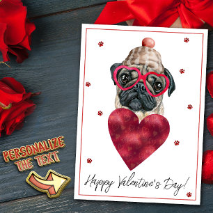 Cartes Pour Fêtes Annuelles Carlin Amoureux des chiens Valentine Cadeau