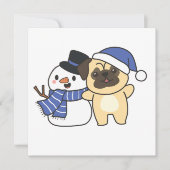 Cartes Pour Fêtes Annuelles Carlin Avec Snowman En Hiver Pour Noël (Devant)