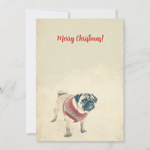 Cartes Pour Fêtes Annuelles Carlin Dans La Neige Noël Minimaliste Vintage