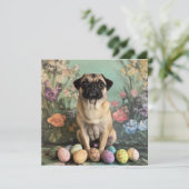 Cartes Pour Fêtes Annuelles Carlin de Pâques botanique rustique chic floral (Debout devant)