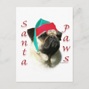 Cartes Pour Fêtes Annuelles Carlin (fawn) Père Noël Paws