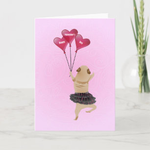 Cartes Pour Fêtes Annuelles Carlin mignon superbe de Valentine dans le tutu