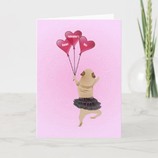 Cartes Pour Fêtes Annuelles Carlin mignon superbe de Valentine dans le tutu