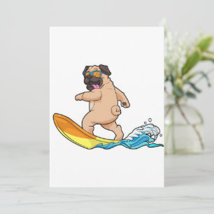 Cartes Pour Fêtes Annuelles Carlin Surfboard Carlin de surf Portant des lunett