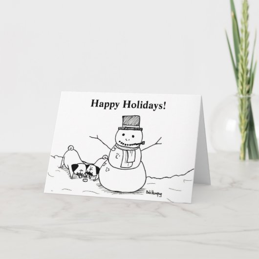 Cartes Pour Fêtes Annuelles Carlins Aimer Snowmen (Devant)