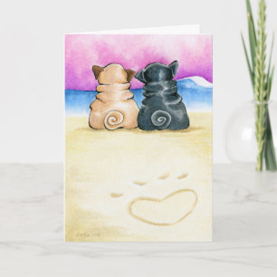 Cartes Pour Fêtes Annuelles Carlins amoureux