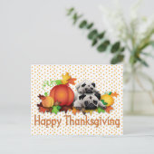 Cartes Pour Fêtes Annuelles Carlins et Citrouilles d'action de grâce, Tee - sh (Debout devant)