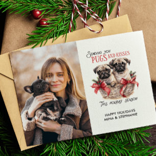 CARTES POUR FÊTES ANNUELLES CARLINS ET KISESS CHIEN THÈME NOËL PHOTO