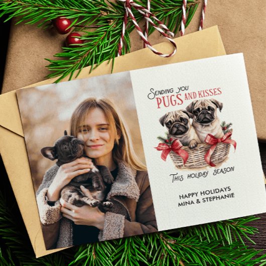 CARTES POUR FÊTES ANNUELLES CARLINS ET KISESS CHIEN THÈME NOËL PHOTO