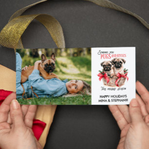 CARTES POUR FÊTES ANNUELLES CARLINS ET KISSES FUNNY CHIEN DEUX PHOTOS NOËL