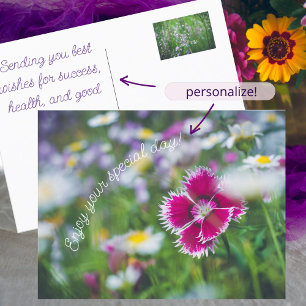 Cartes Pour Fêtes Annuelles Carnation rose avec marguerites