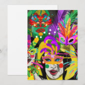 Cartes Pour Fêtes Annuelles Carnaval du Brésil (Devant / Derrière)