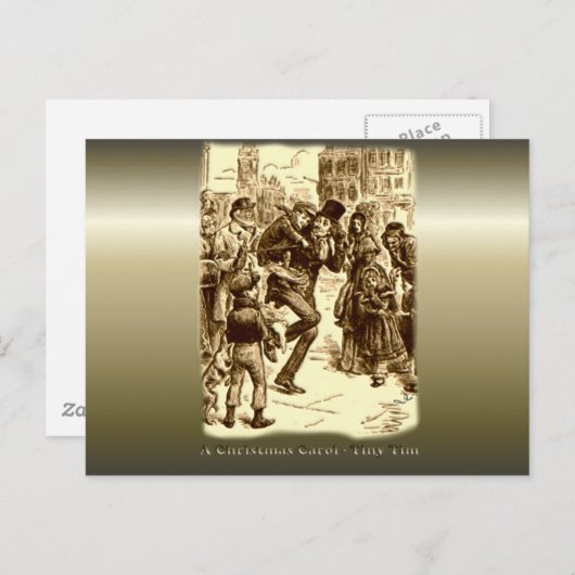 Cartes Pour Fêtes Annuelles Carol de Noël - Minuscule Tim (Devant / Derrière)