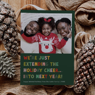 Cartes Pour Fêtes Annuelles CAROL Green Cute Fin Nouvel An Drôle Noël