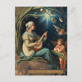 Cartes Pour Fêtes Annuelles Caroler de Noël Art Nouveau et Cherub