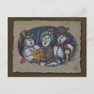Cartes Pour Fêtes Annuelles Carolers de Noël de bonhommes de neige