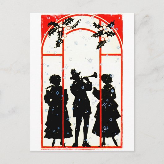 Cartes Pour Fêtes Annuelles Caroleurs de Noël Silhouette 1920 (Devant)