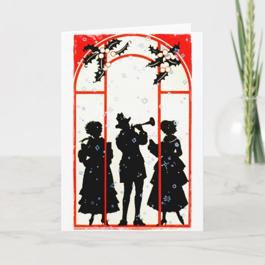 Cartes Pour Fêtes Annuelles Caroleurs de Noël Silhouette 1920 (Devant)