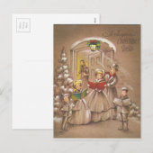 Cartes Pour Fêtes Annuelles Caroleurs de Noël Vintage (Devant / Derrière)