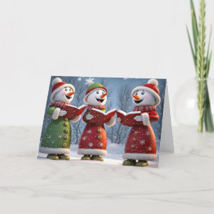 Cartes Pour Fêtes Annuelles Caroleurs De Snowmen De Noël Dans Les Snowflakes