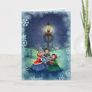 Cartes Pour Fêtes Annuelles CAROLEURS & FLAKES À NEIGE par SHARON SHARPE