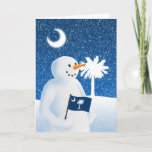 Cartes Pour Fêtes Annuelles Caroline du Sud Snowman<br><div class="desc">Snowman agite votre propre drapeau avec fierté saisonnière avec cette carte unique et amusante.</div>