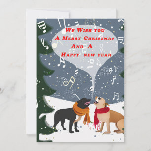 Cartes Pour Fêtes Annuelles Caroling Dogs Christmas Card - Flat Holiday Card