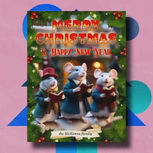 Cartes Pour Fêtes Annuelles Caroling Mice Bible Verset Christian Custom Photo