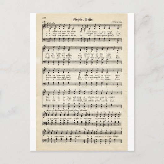 Cartes Pour Fêtes Annuelles Carols de Noël : Jingle Bells (Devant)