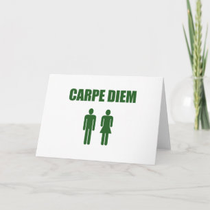 Cartes Pour Fêtes Annuelles Carpe Diem (texte vert garçon & fille)