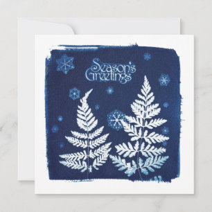 Cartes Pour Fêtes Annuelles Carré de Cyanotype de Bonnes Fêtes