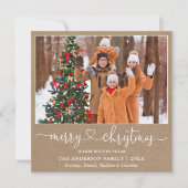 Cartes Pour Fêtes Annuelles Carré de Noël Kraft écriture cœur Calligraphie (Devant)