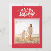 Cartes Pour Fêtes Annuelles Carré rouge classique photo Noël rétro (Devant)