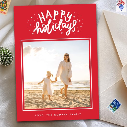 Cartes Pour Fêtes Annuelles Carré rouge classique photo Noël rétro