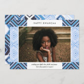 Cartes Pour Fêtes Annuelles Carreaux d'aquarelle moderne Kwanzaa | Bleu | Phot (Devant / Derrière)