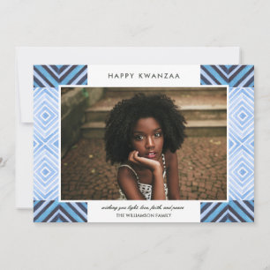 Cartes Pour Fêtes Annuelles Carreaux d'aquarelle moderne Kwanzaa   Bleu   Phot