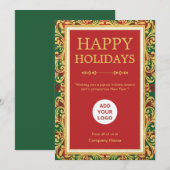 Cartes Pour Fêtes Annuelles Carreaux Modernes Rouge Or (Devant / Derrière)